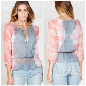 Gypsy05 Jet Set Draped Peplum Top Tie Dye Rayon
